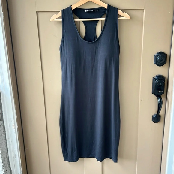 Athleta Rafina Midi Athletic Dress. Charcoal Gray. Built in Bra. Racer Back. S - Picture 2 of 10